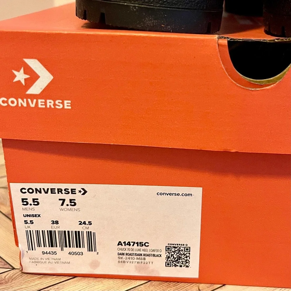 Converse Chuck‎ 70 De Luxe Heel Loafer Platform Leather 7.5 Dark Roast A14715C - Picture 9 of 9